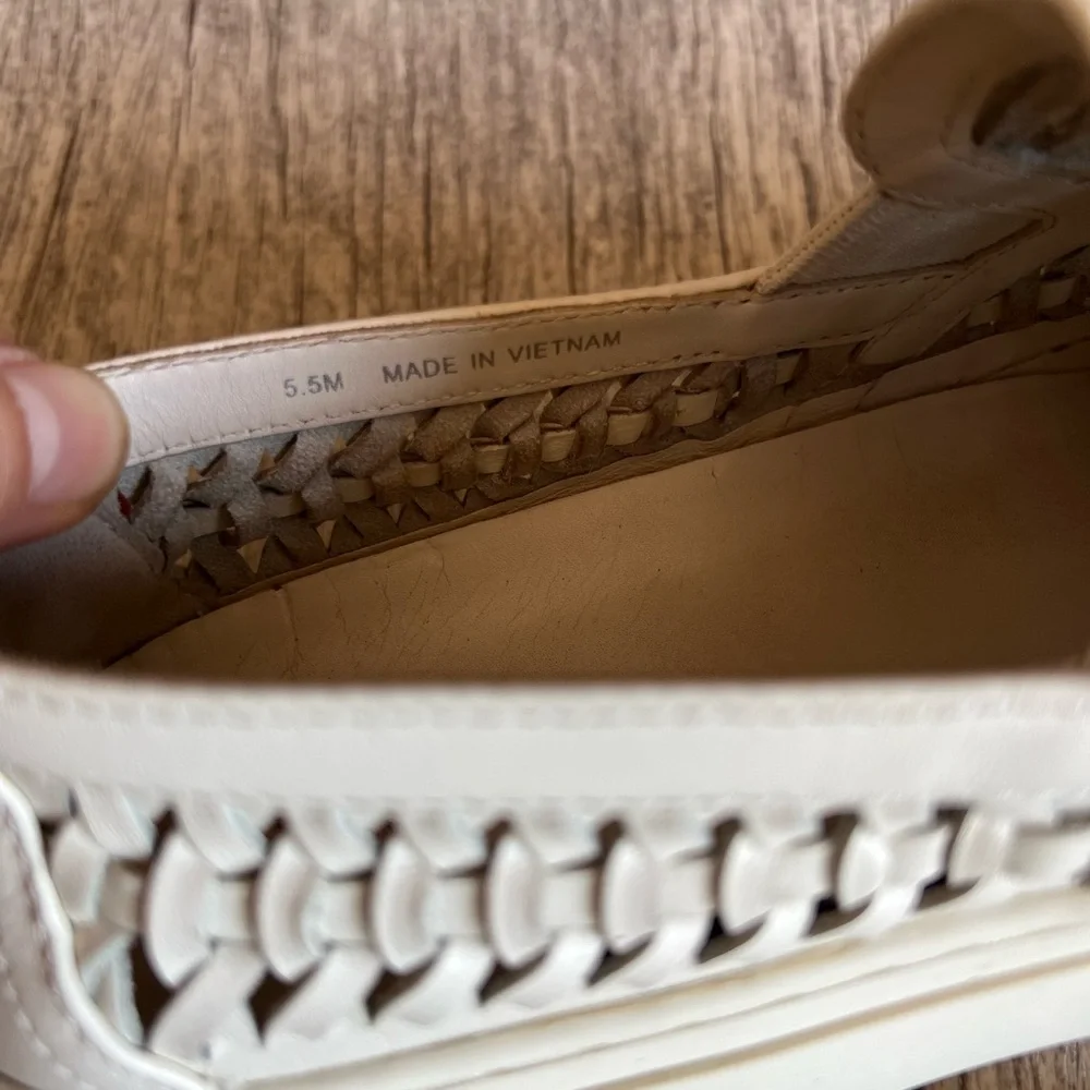 Tory Burch Woven Leather Slip-On Sneakers in Cream Size 5.5